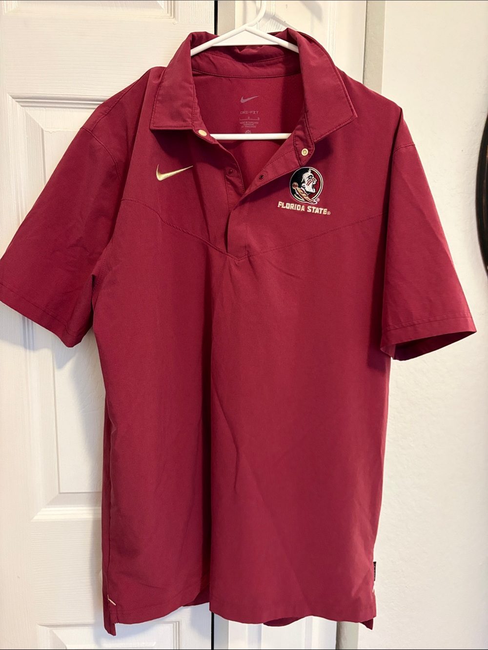 Nike Men's Garnet Florida State Polo with Gold Swoosh